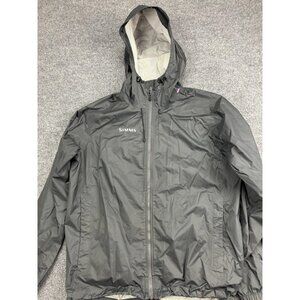 Simms Waypoints Jacket Mens Medium Gray Hooded Full Zip Lightweight Windbreaker
